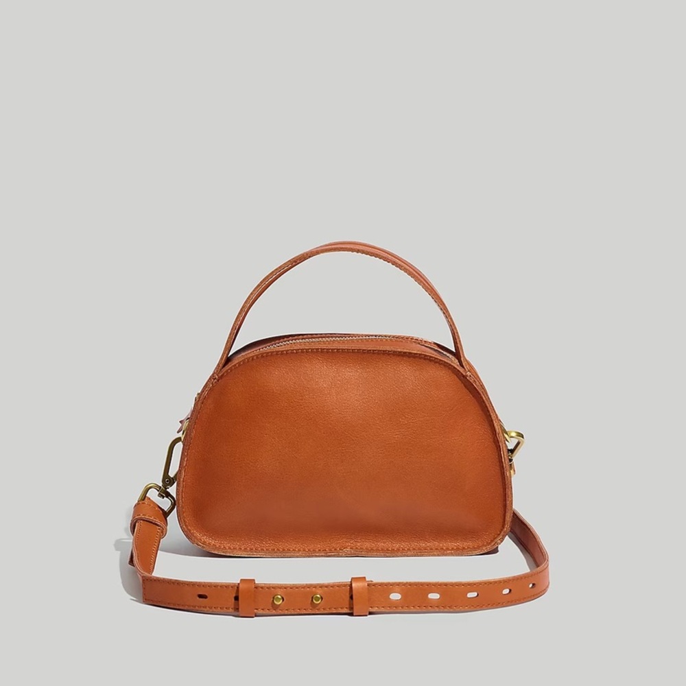 Madewell Leather Crossbody Bag | Tan | Top Handle Mini Satchel